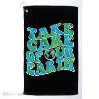 Retro Take Care Of Our Earth Celebrate Earth Day Golf Towel thumb 0