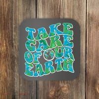 Retro Take Care Of Our Earth Celebrate Earth Day Coaster thumb 0