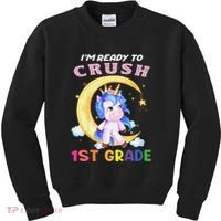 Ready To Crush 1st Grade Unicorn First Day Of School Kids Sweatshirt thumb 0