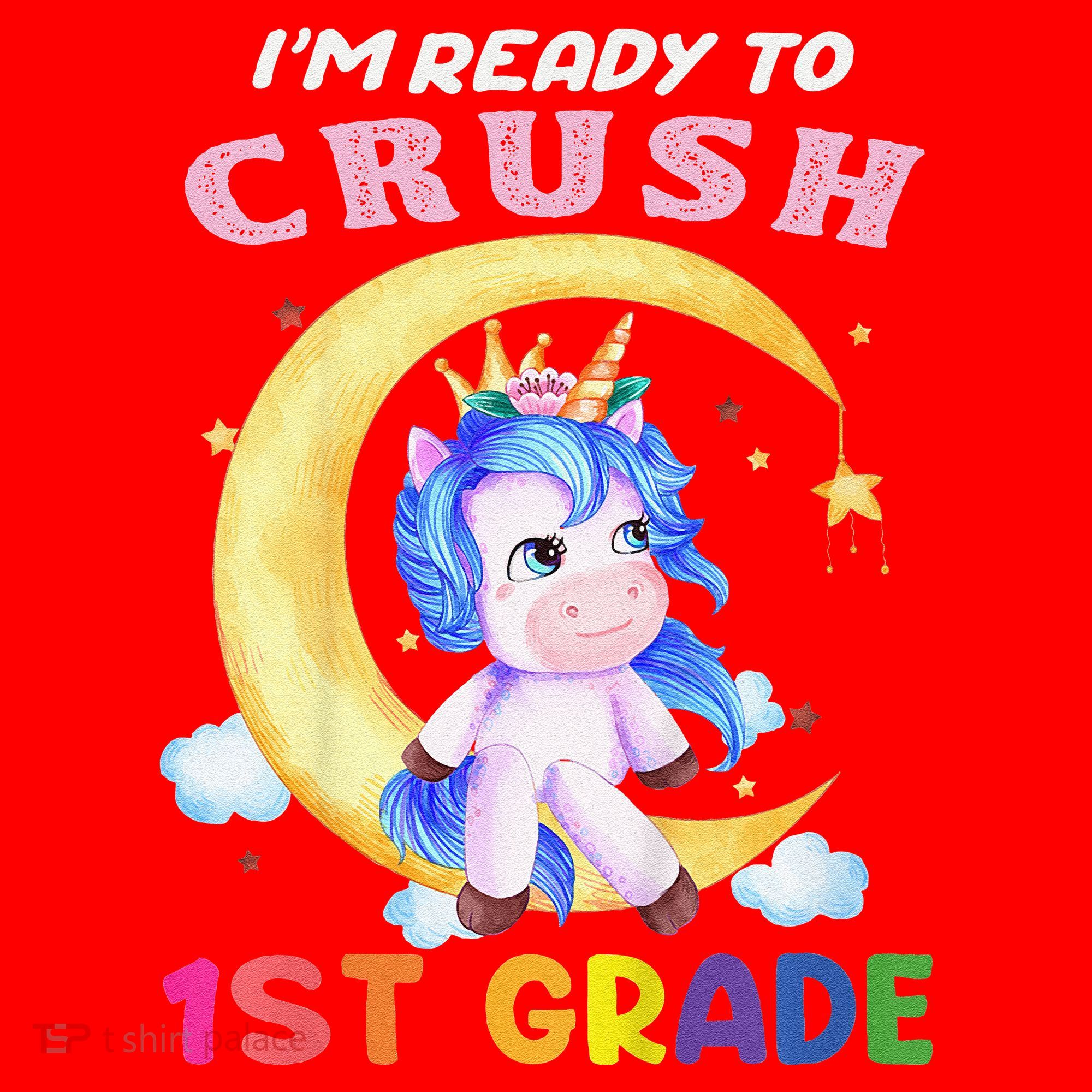 Ready To Crush 1st Grade Unicorn First Day Of School Santa Hat