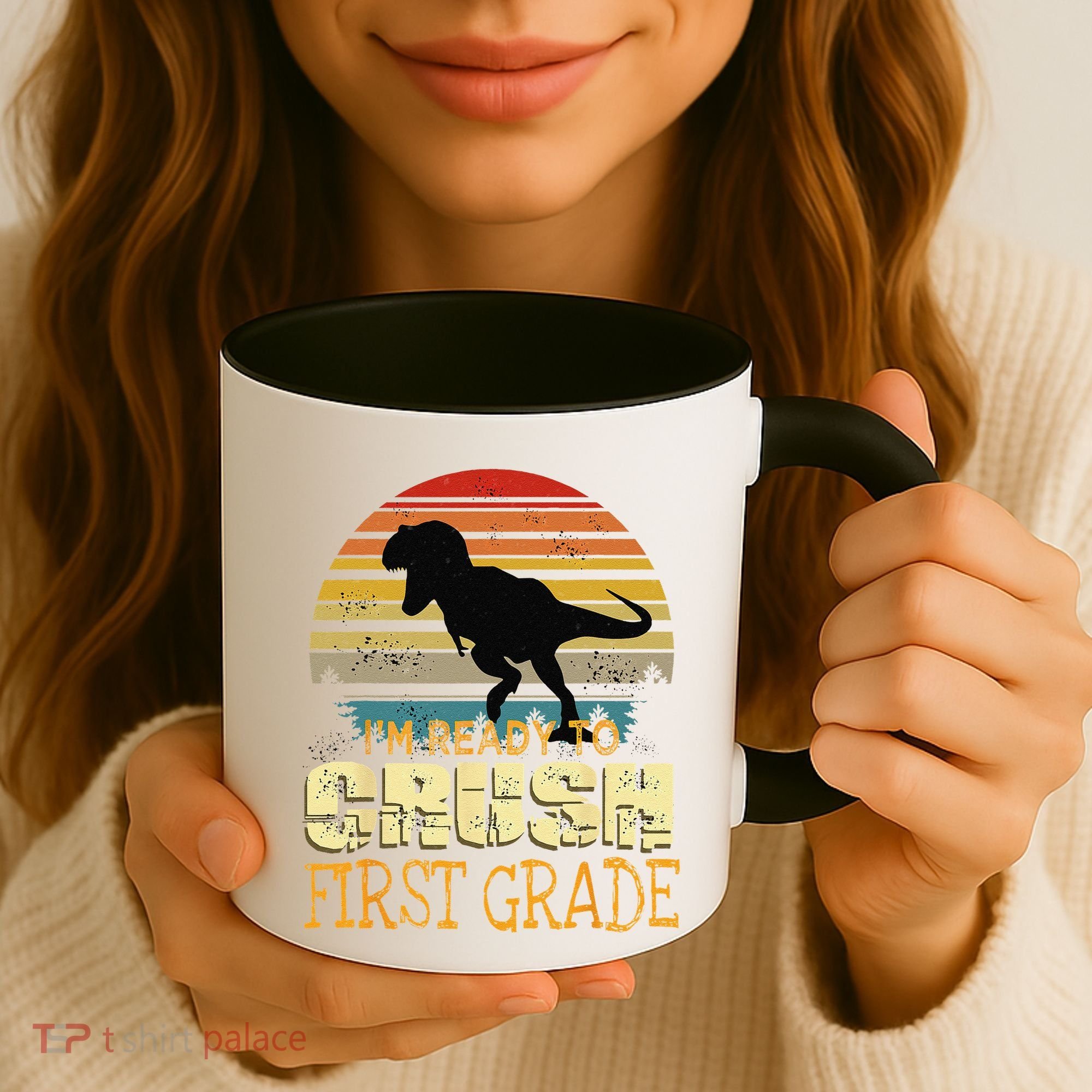 Ready To Crush First Grade 1st Day Of School Dinosaur Gift Coffee Mug
