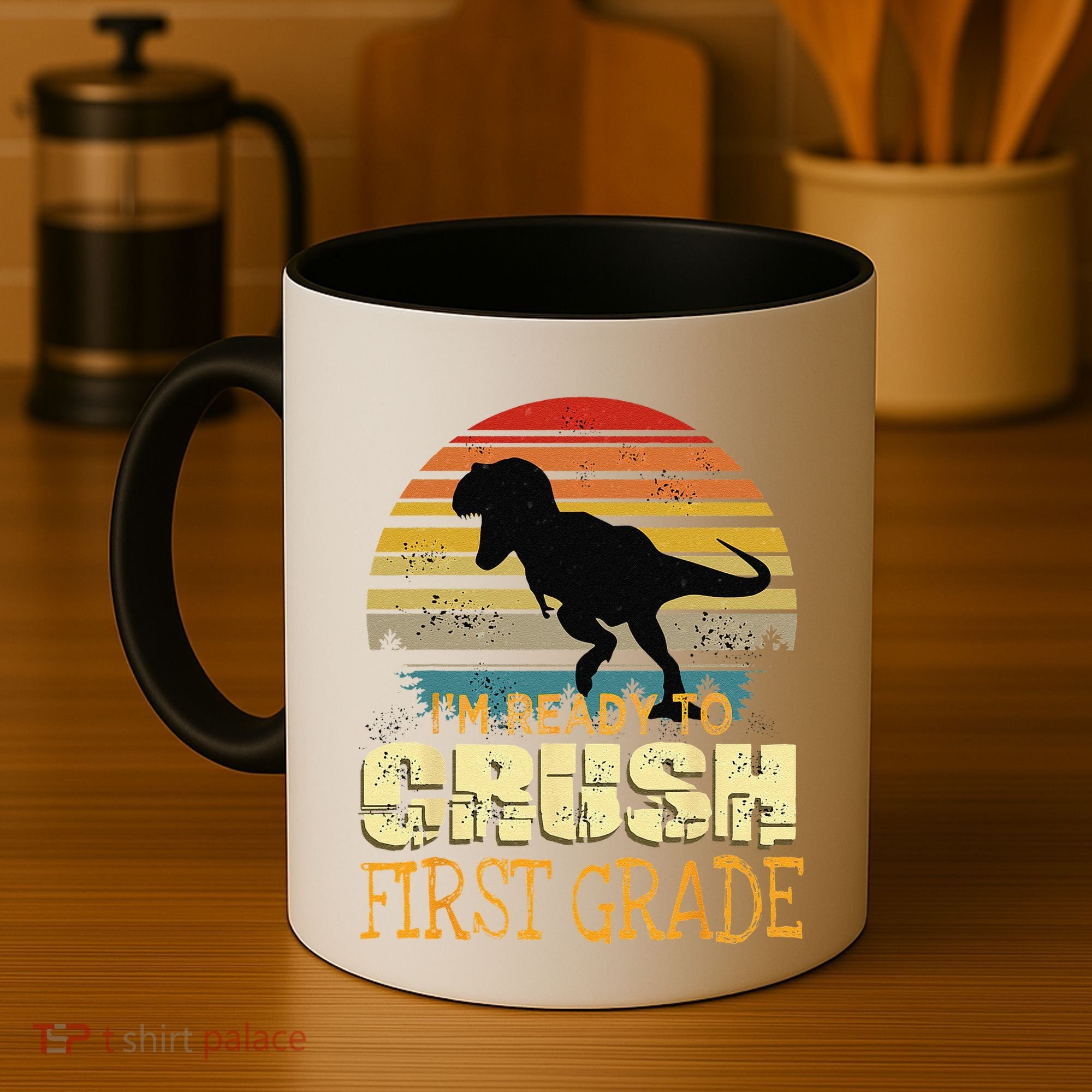 Ready To Crush First Grade 1st Day Of School Dinosaur Gift Coffee Mug