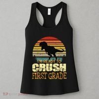 Ready To Crush First Grade 1st Day Of School Dinosaur Gift Women's Tank Top thumb 3