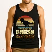 Ready To Crush First Grade 1st Day Of School Dinosaur Gift Tank Top thumb 3