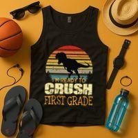 Ready To Crush First Grade 1st Day Of School Dinosaur Gift Tank Top thumb 4