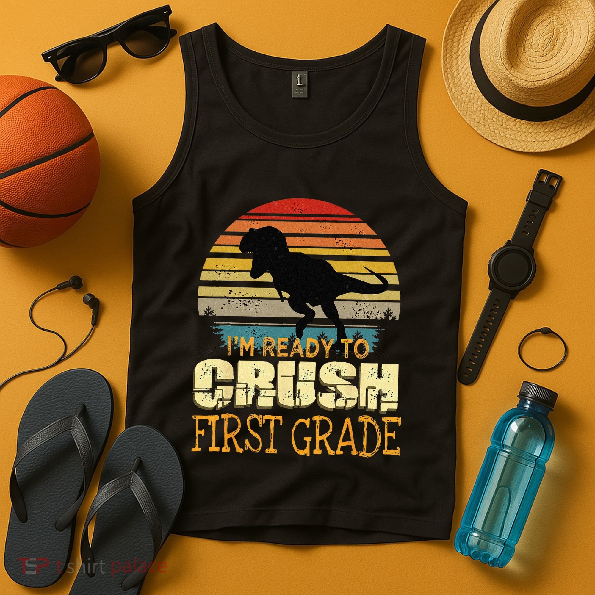 Ready To Crush First Grade 1st Day Of School Dinosaur Gift Tank Top