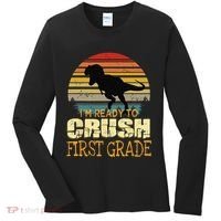 Ready To Crush First Grade 1st Day Of School Dinosaur Gift Women's Long Sleeve Shirt thumb 0