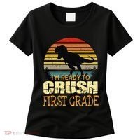Ready To Crush First Grade 1st Day Of School Dinosaur Gift Women's T-Shirt thumb 0