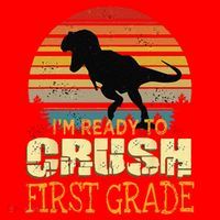 Ready To Crush First Grade 1st Day Of School Dinosaur Gift Santa Hat thumb 1