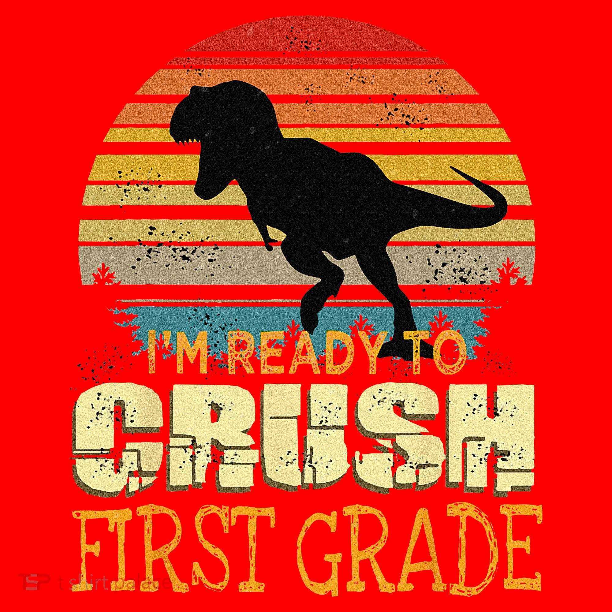 Ready To Crush First Grade 1st Day Of School Dinosaur Gift Santa Hat