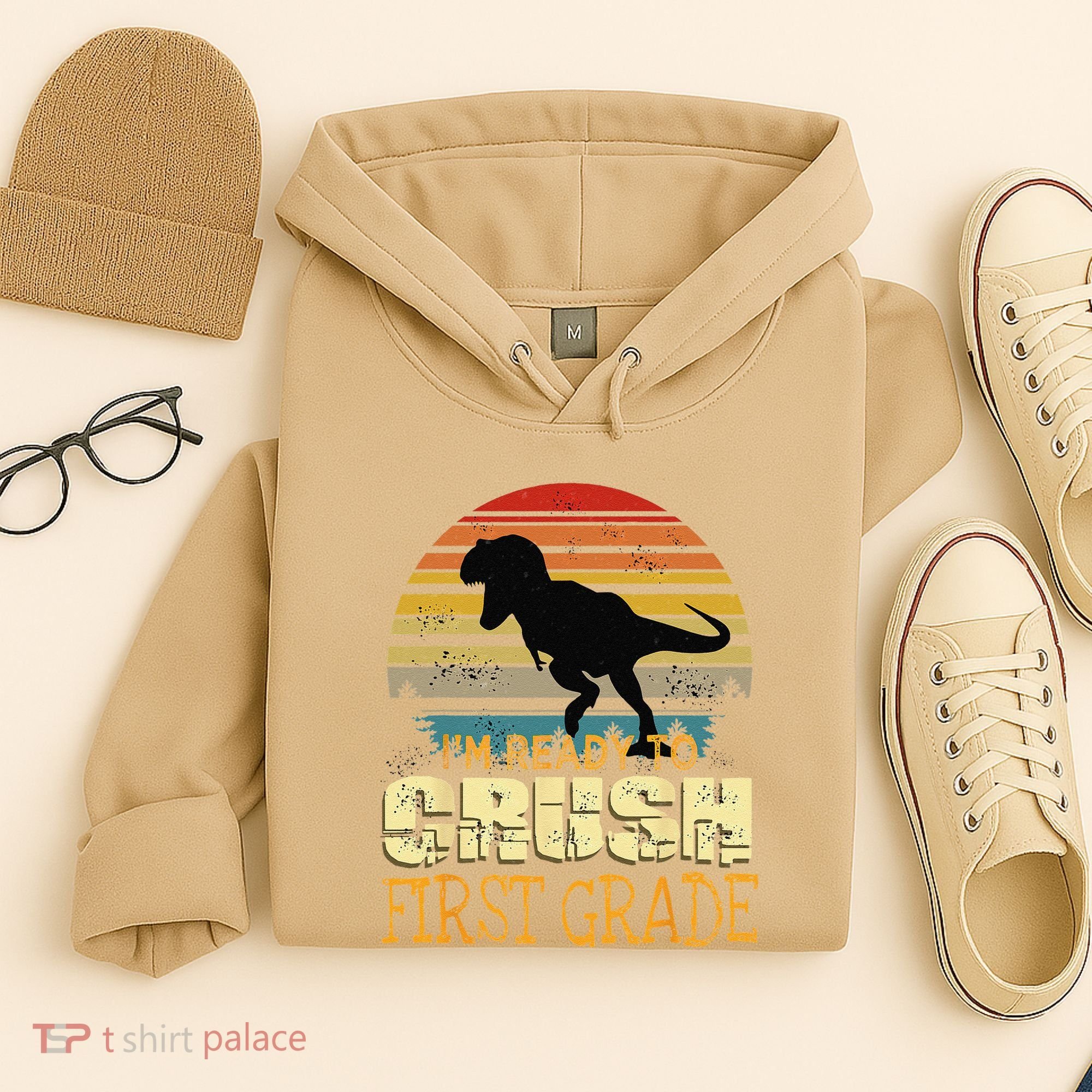 Ready To Crush First Grade 1st Day Of School Dinosaur Gift Hoodie
