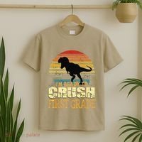 Ready To Crush First Grade 1st Day Of School Dinosaur Gift T-Shirt thumb 2