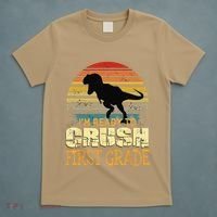 Ready To Crush First Grade 1st Day Of School Dinosaur Gift T-Shirt thumb 5