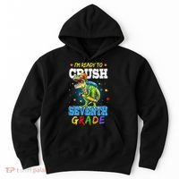 Ready To Crush Seventh Grade Dinosaur T Rex Back to School Hoodie thumb 0