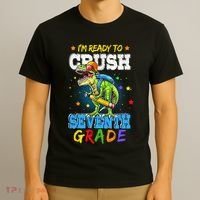 Ready To Crush Seventh Grade Dinosaur T Rex Back to School T-Shirt thumb 3