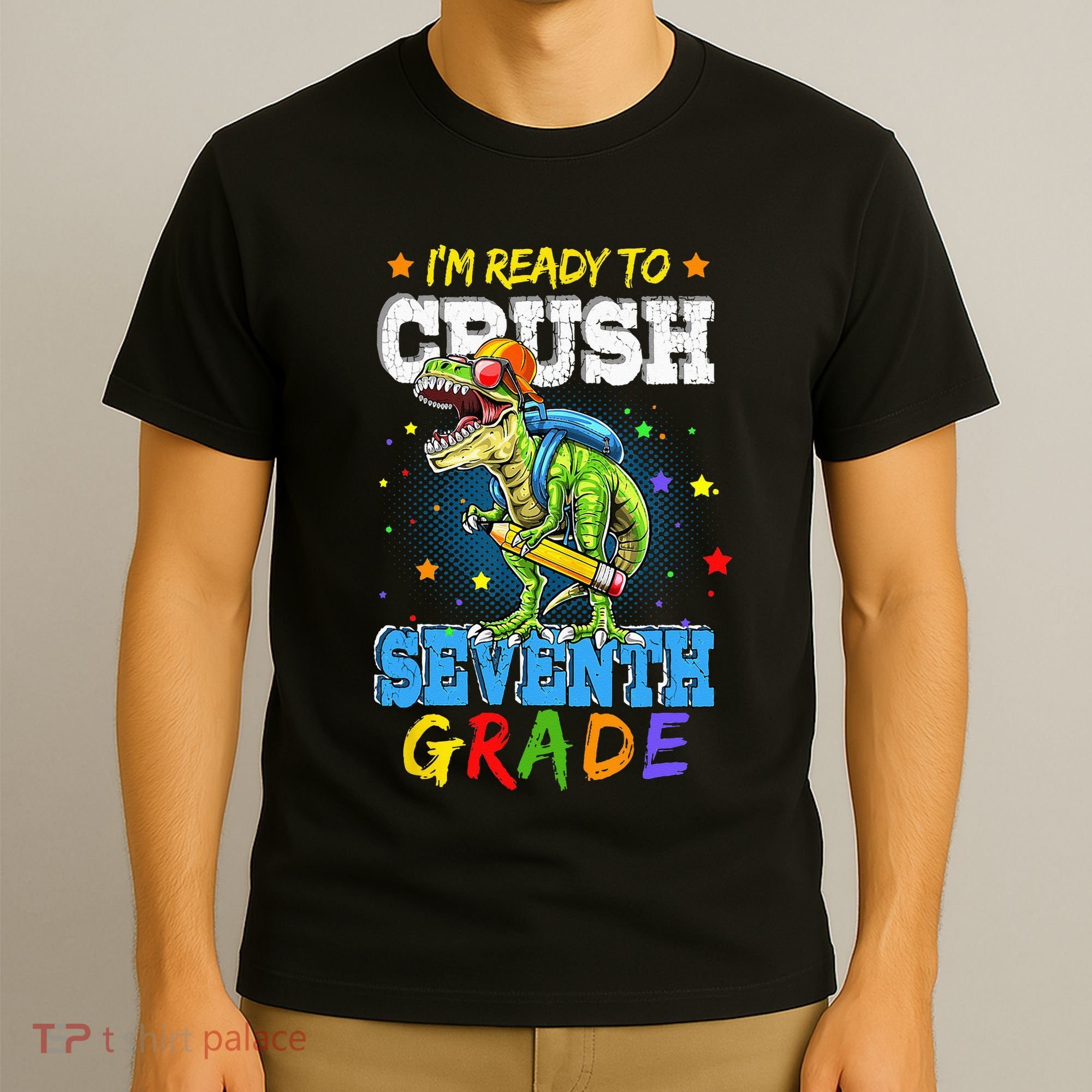 Ready To Crush Seventh Grade Dinosaur T Rex Back to School T-Shirt