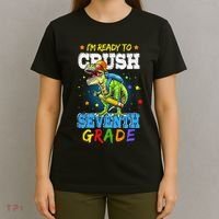 Ready To Crush Seventh Grade Dinosaur T Rex Back to School T-Shirt thumb 4