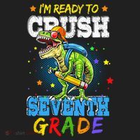 Ready To Crush Seventh Grade Dinosaur T Rex Back to School Beanie thumb 2