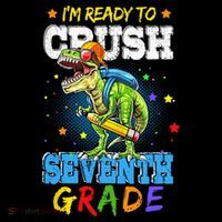 Ready To Crush Seventh Grade Dinosaur T Rex Back to School Coaster thumb 2