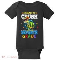 Ready To Crush Seventh Grade Dinosaur T Rex Back to School Baby Bodysuit thumb 0