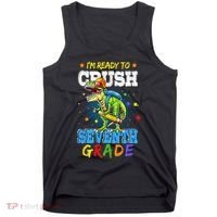 Ready To Crush Seventh Grade Dinosaur T Rex Back to School Tank Top thumb 0
