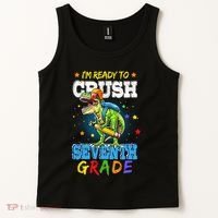 Ready To Crush Seventh Grade Dinosaur T Rex Back to School Tank Top thumb 2