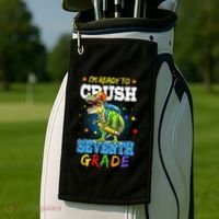 Ready To Crush Seventh Grade Dinosaur T Rex Back to School Golf Towel thumb 2