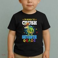 Ready To Crush Seventh Grade Dinosaur T Rex Back to School Toddler T-Shirt thumb 2
