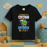 Ready To Crush Seventh Grade Dinosaur T Rex Back to School Toddler T-Shirt thumb 3