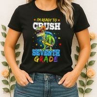Ready To Crush Seventh Grade Dinosaur T Rex Back to School Women's T-Shirt thumb 2