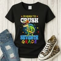 Ready To Crush Seventh Grade Dinosaur T Rex Back to School Women's T-Shirt thumb 3