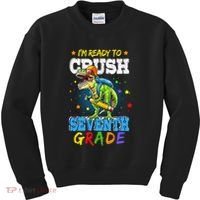 Ready To Crush Seventh Grade Dinosaur T Rex Back to School Kids Sweatshirt thumb 0