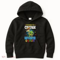 Ready To Crush Seventh Grade Dinosaur T Rex Back to School Kids Hoodie thumb 0