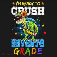 Ready To Crush Seventh Grade Dinosaur T Rex Back to School Kids Hoodie thumb 5
