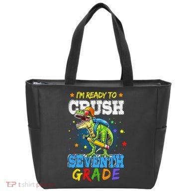 Ready To Crush Seventh Grade Dinosaur T Rex Back to School Tote Bag