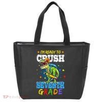 Ready To Crush Seventh Grade Dinosaur T Rex Back to School Tote Bag thumb 0