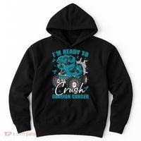 Ready To Crush Ovarian Cancer Awareness T Rex Monster Truck Hoodie thumb 0