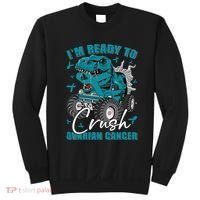 Ready To Crush Ovarian Cancer Awareness T Rex Monster Truck Sweatshirt thumb 0