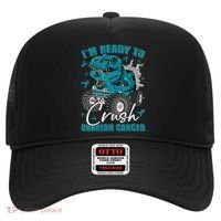 Ready To Crush Ovarian Cancer Awareness T Rex Monster Truck Hat thumb 0