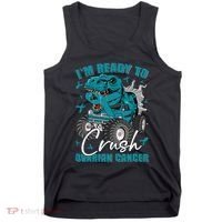 Ready To Crush Ovarian Cancer Awareness T Rex Monster Truck Tank Top thumb 0