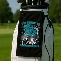 Ready To Crush Ovarian Cancer Awareness T Rex Monster Truck Golf Towel thumb 2