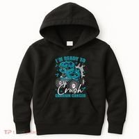 Ready To Crush Ovarian Cancer Awareness T Rex Monster Truck Kids Hoodie thumb 0