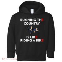 Running The Country Is Like Riding A Bike Biden Falling Meme Toddler Hoodie thumb 0