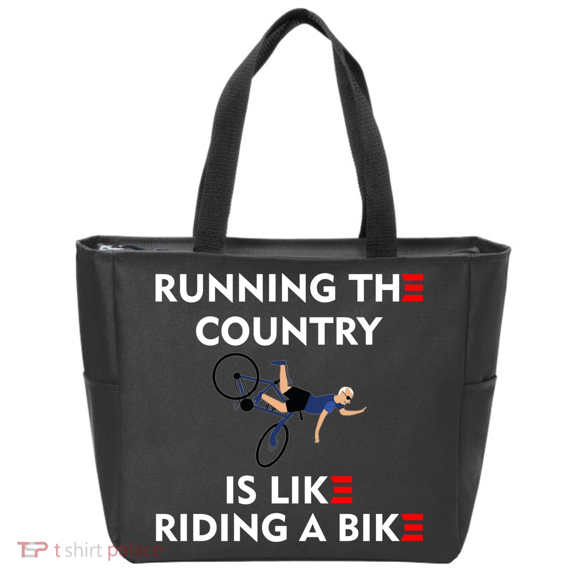 Running The Country Is Like Riding A Bike Biden Falling Meme Tote Bag