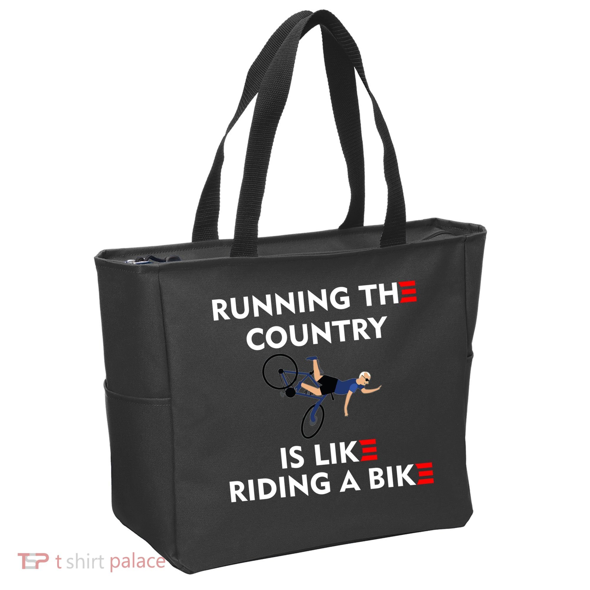 Running The Country Is Like Riding A Bike Biden Falling Meme Tote Bag