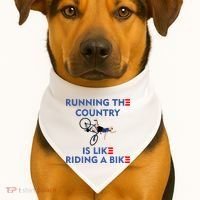 Running The Country Is Like Riding A Bike Biden Falling Meme USA-Made Doggie Bandana thumb 1