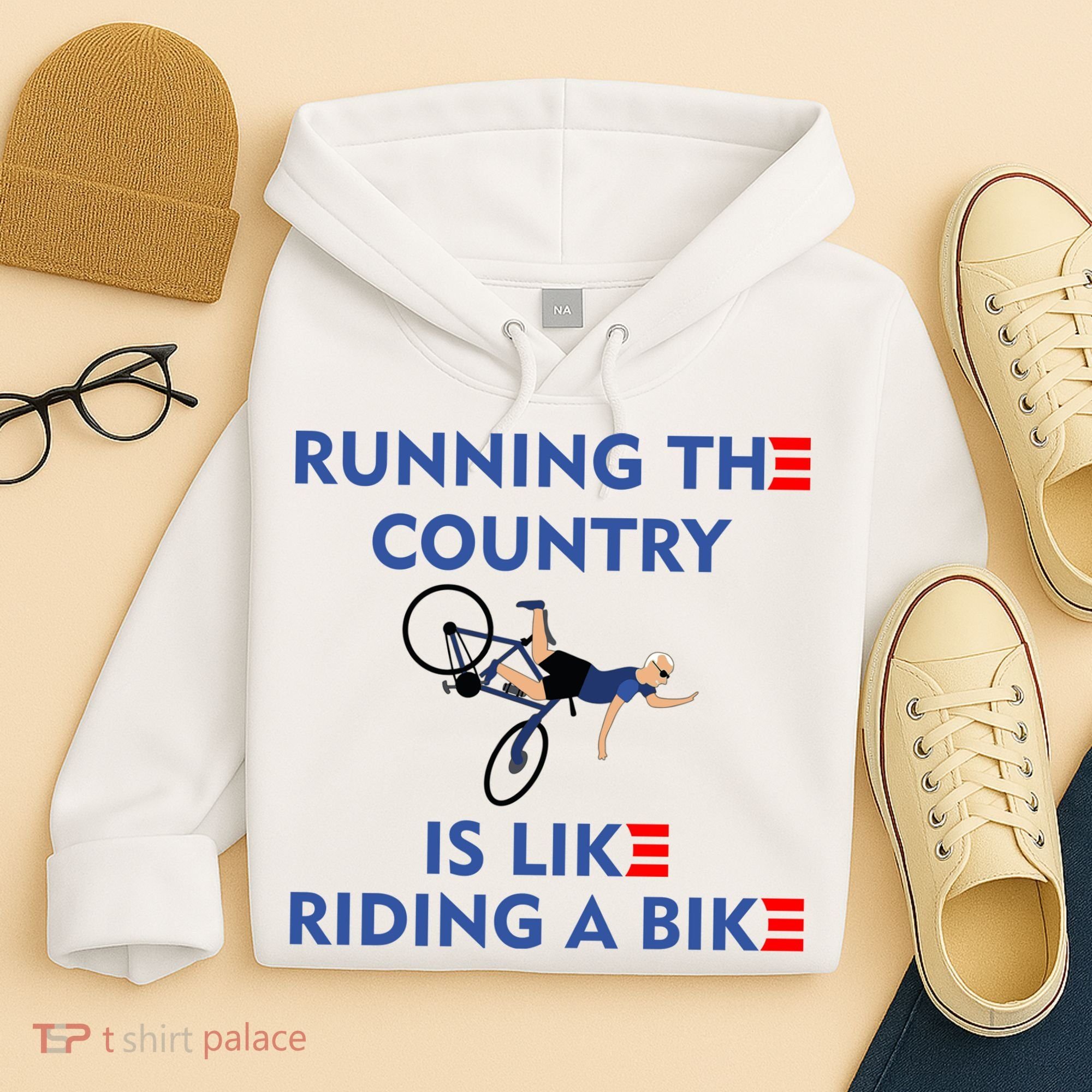 Running The Country Is Like Riding A Bike Biden Falling Meme Hoodie