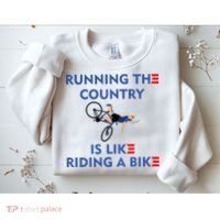 Running The Country Is Like Riding A Bike Biden Falling Meme Sweatshirt thumb 2