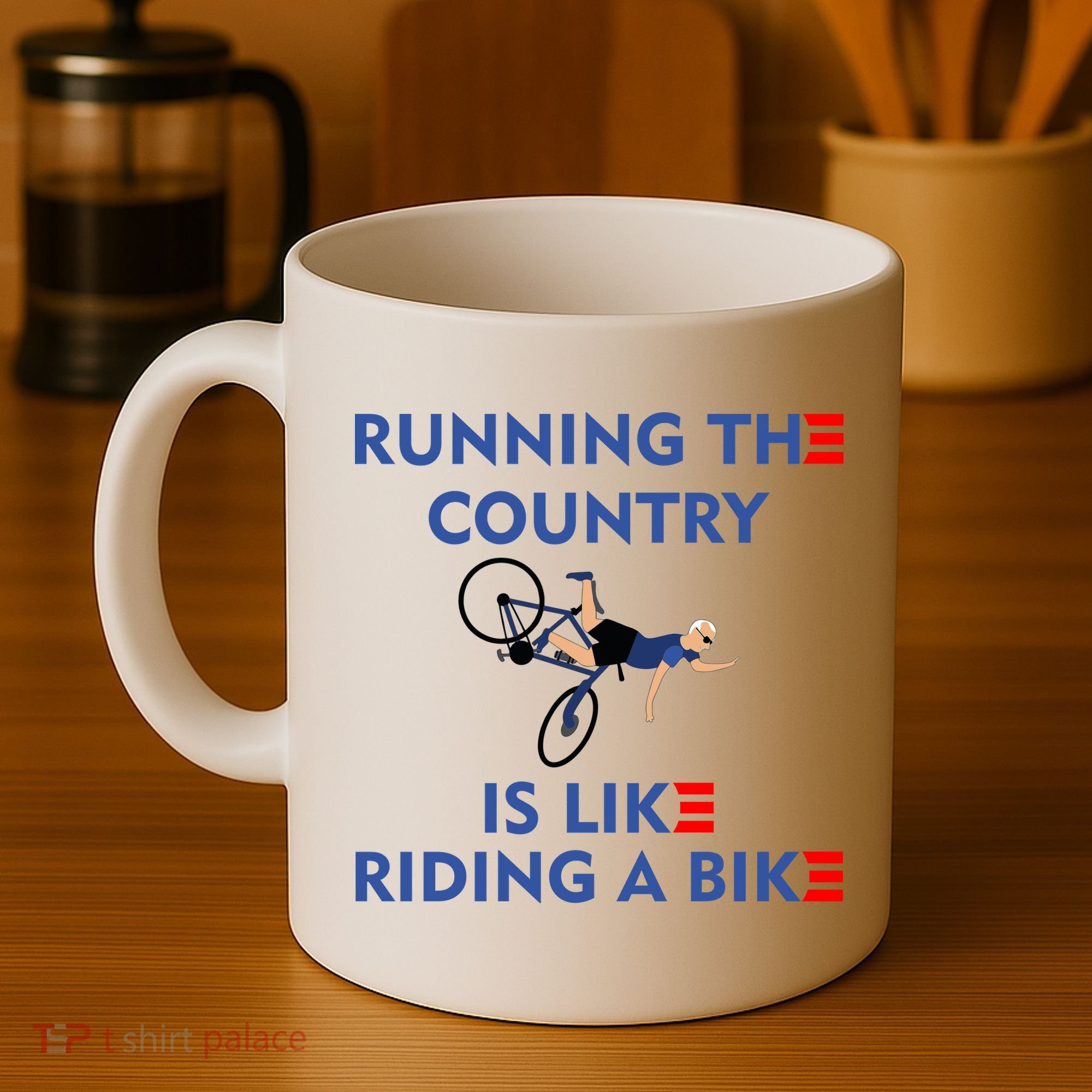 Running The Country Is Like Riding A Bike Biden Falling Meme Coffee Mug
