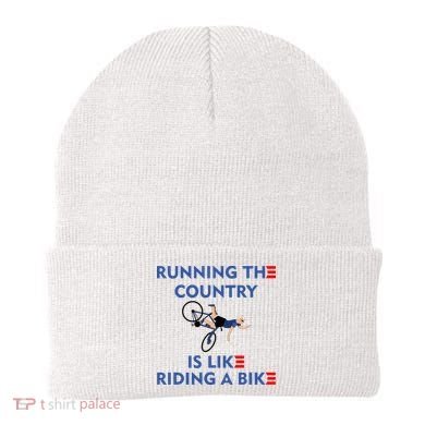 Running The Country Is Like Riding A Bike Biden Falling Meme Beanie
